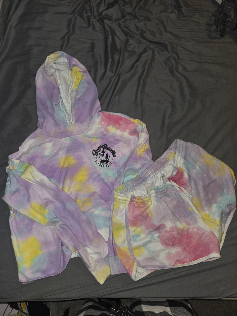 Cold Crush Tie-Dye Pastel Hoodie & Shorts Set - Purple, Yellow, Pink, Blue